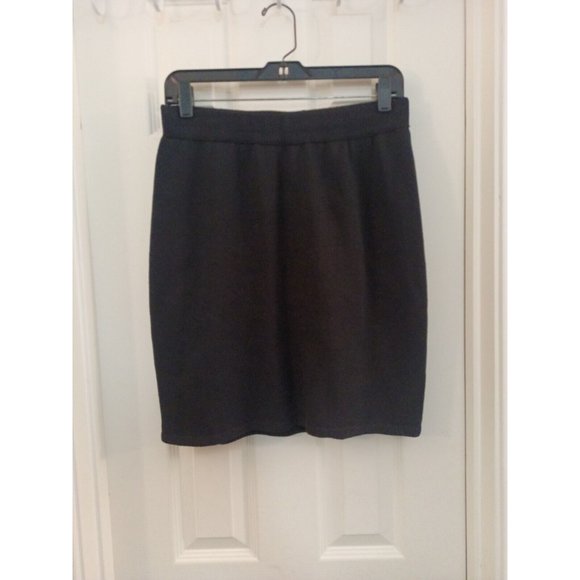 Womens St. John By Marie Gray Black Wool Blend Knit Stretchy Pencil Skirt Medium